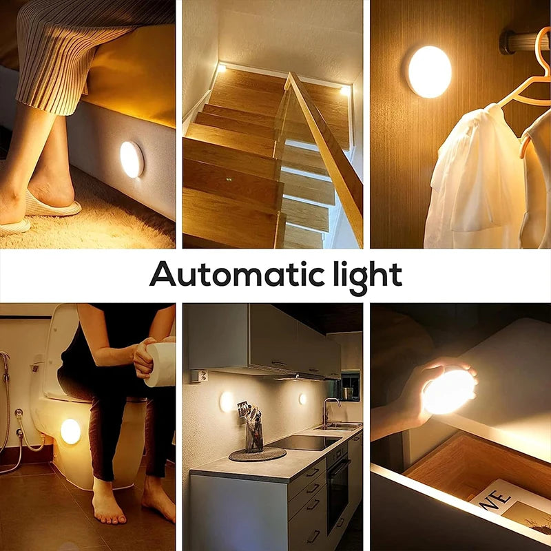 LED Night Light with Motion Sensor - USB Rechargeable, Magnetic Base